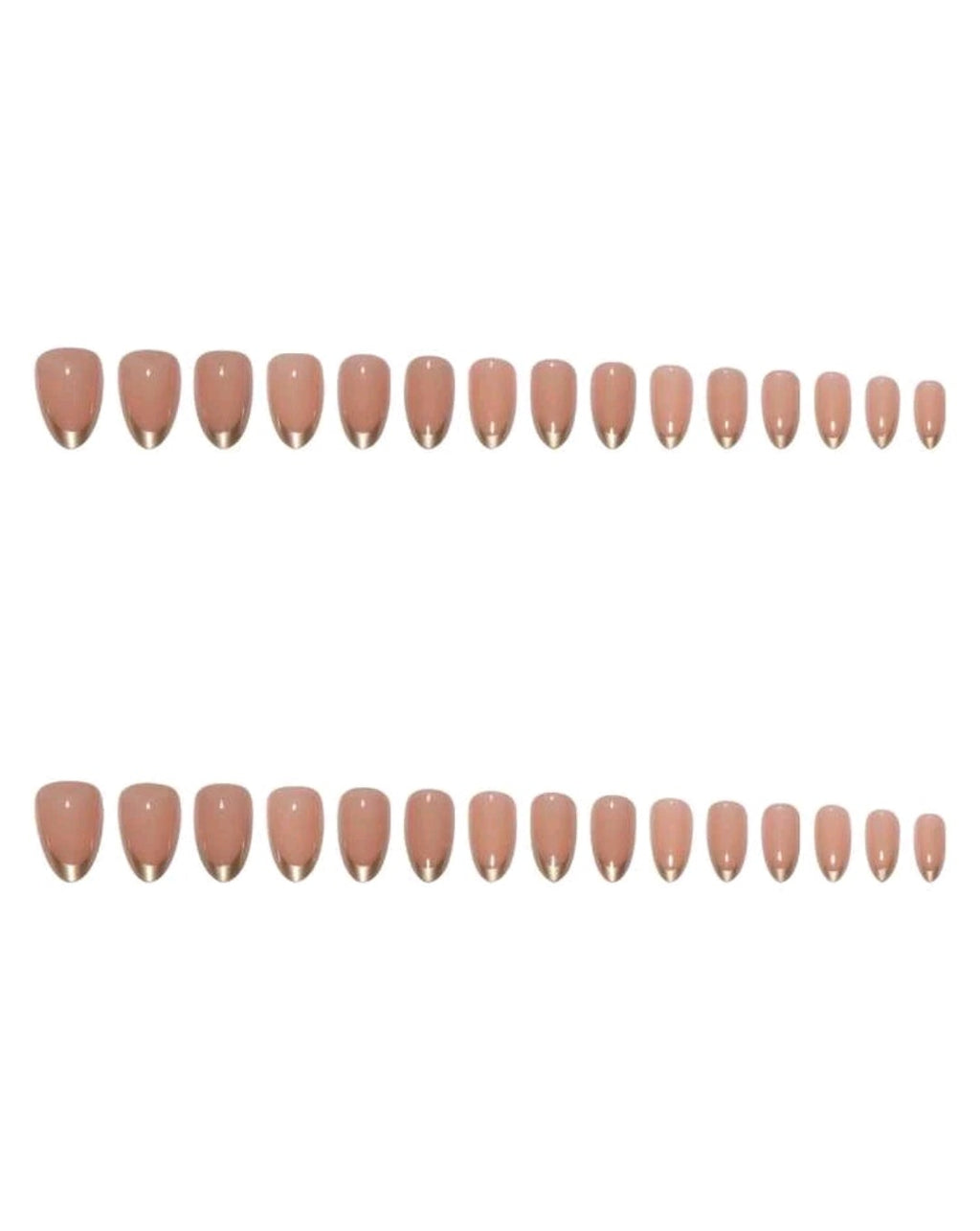 20PCS Aurora Gold French Almond Press-On Nails