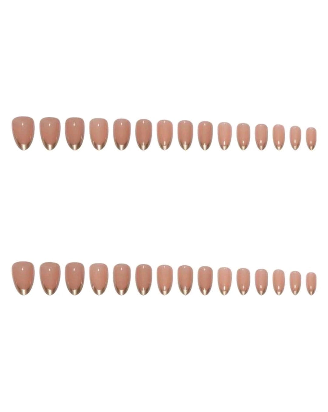 20PCS Aurora Gold French Almond Press-On Nails