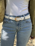 Women’s Pointed-End Belt – Gold Buckle (White, Black & Brown Shades)