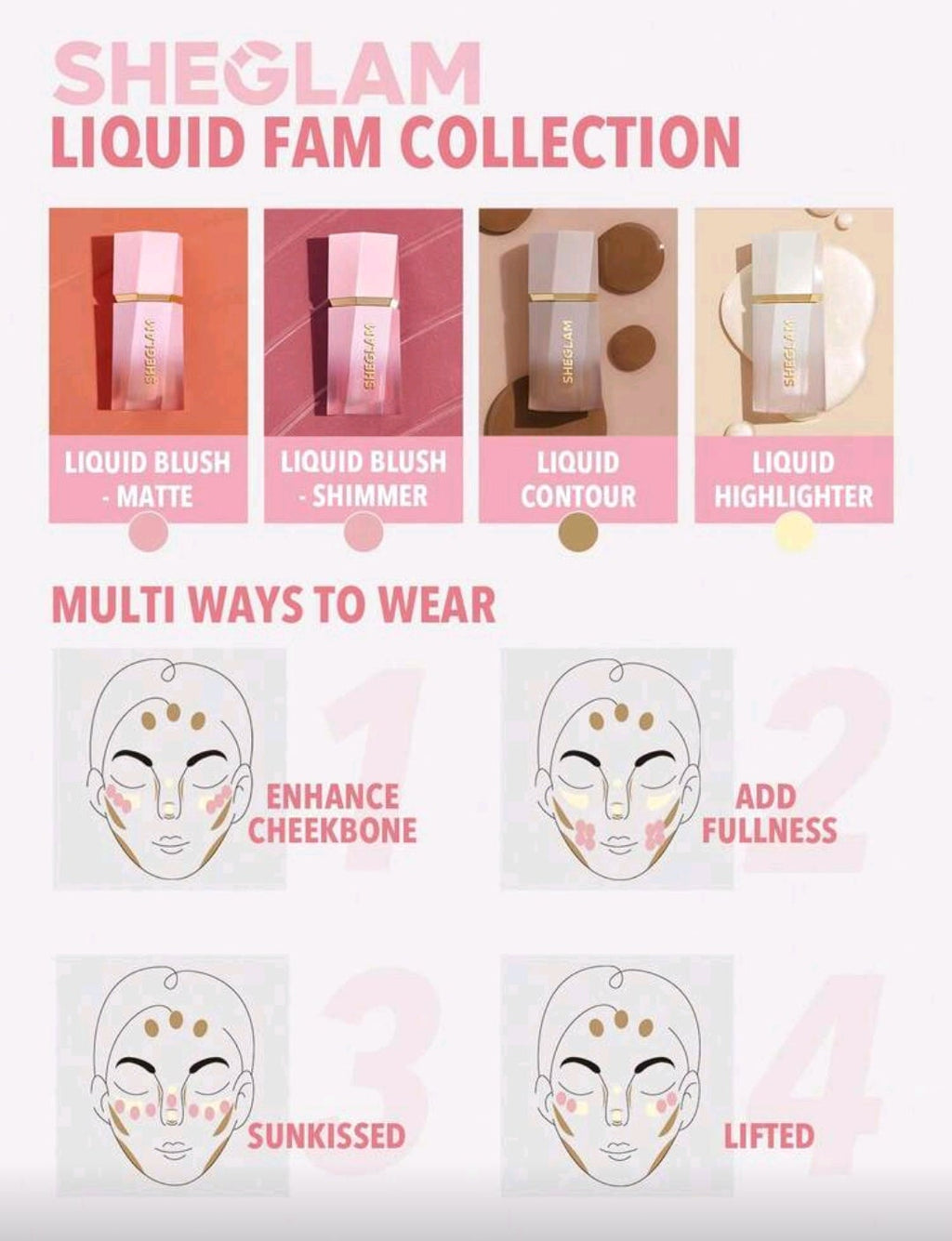 SHEGLAM Color Bloom Liquid Blush – Matte Gel Cream Long-Lasting Blush  ( Love Cake, Rose Ritual, On Point)