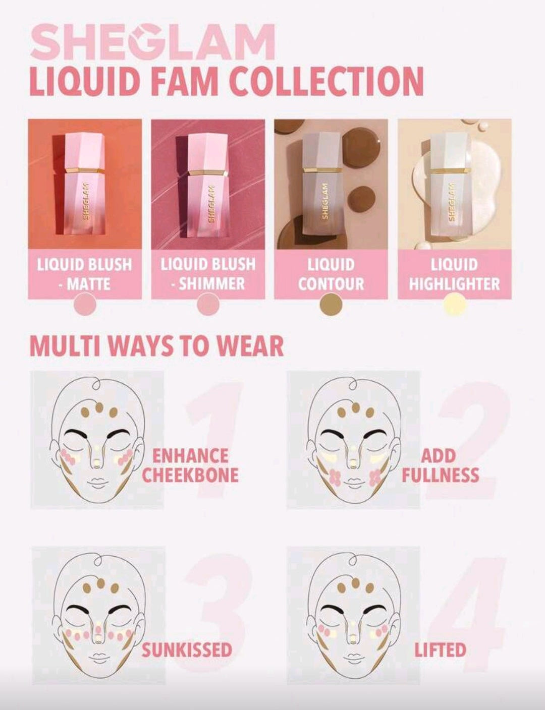 SHEGLAM Color Bloom Liquid Blush – Matte Gel Cream Long-Lasting Blush  ( Love Cake, Rose Ritual, On Point)