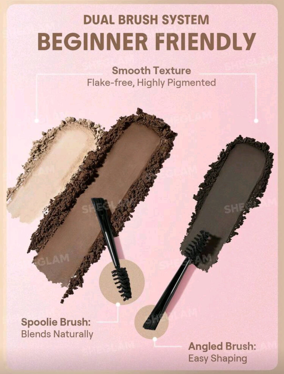 SHEGLAM Puff Brow Palette – Charcoal Soft-Fill Eyebrow Powder Kit