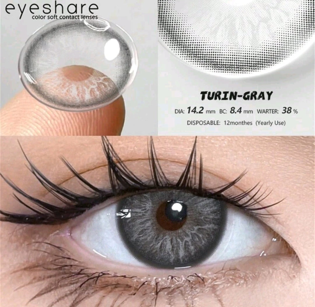 EYESHARE Gray Colored Contact Lenses – 14.2mm, Yearly Use