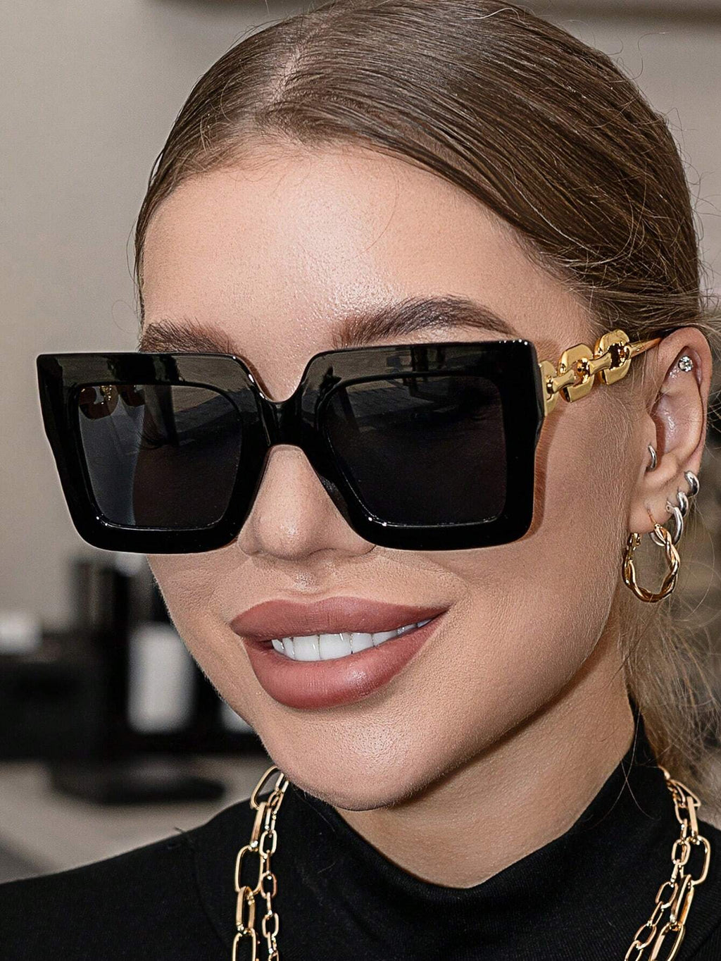 Y2K Large Frame Black Summer Sunglasses – European & American Style