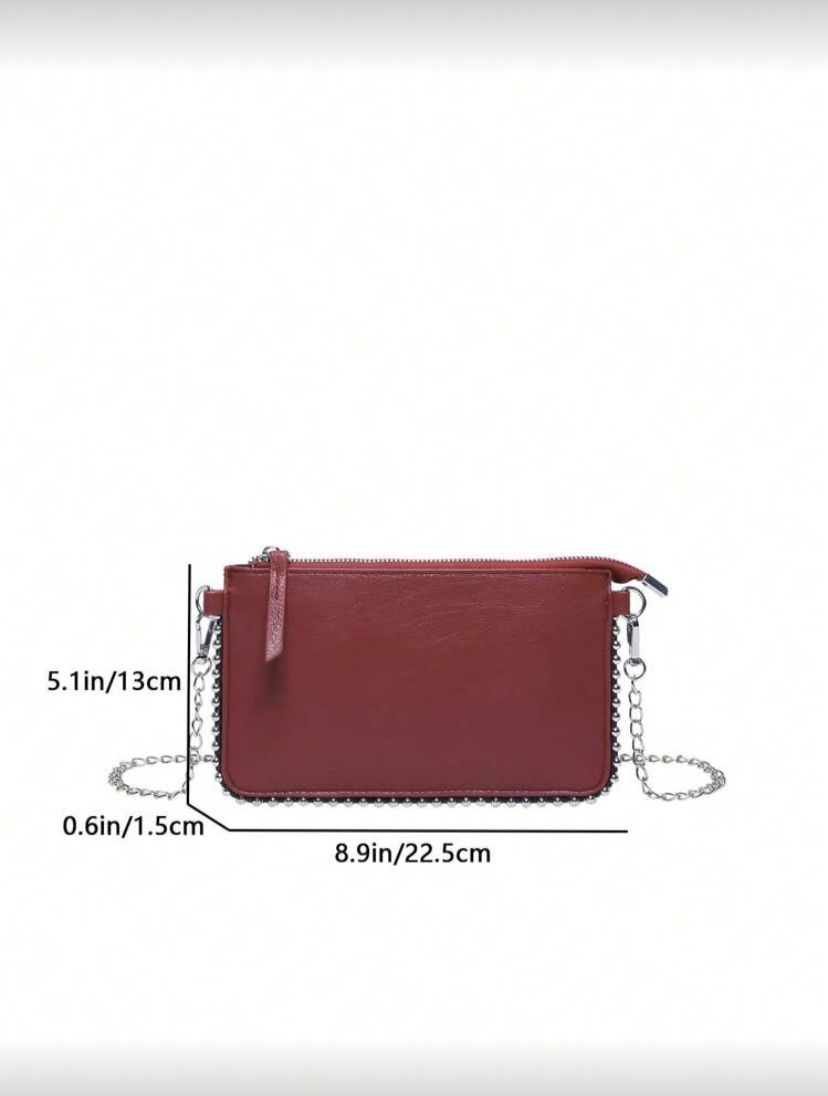 Rectangular PU Leather Phone Crossbody Bag with Chain Strap for Women