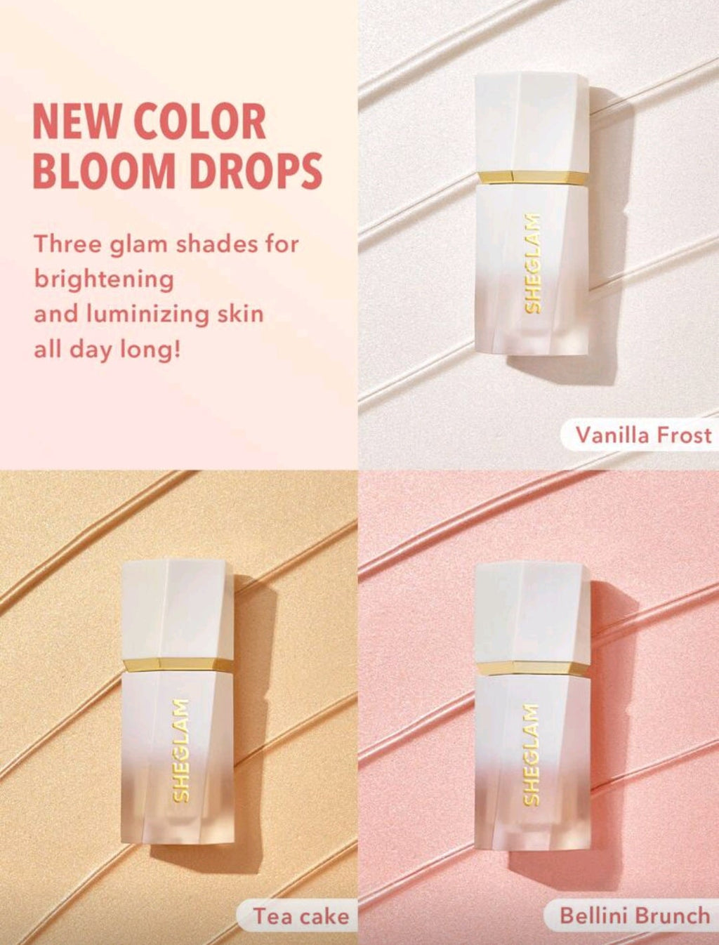 SHEGLAM Glow Bloom Liquid Highlighter – Dewy Gel-Cream Glow (2 Shades)