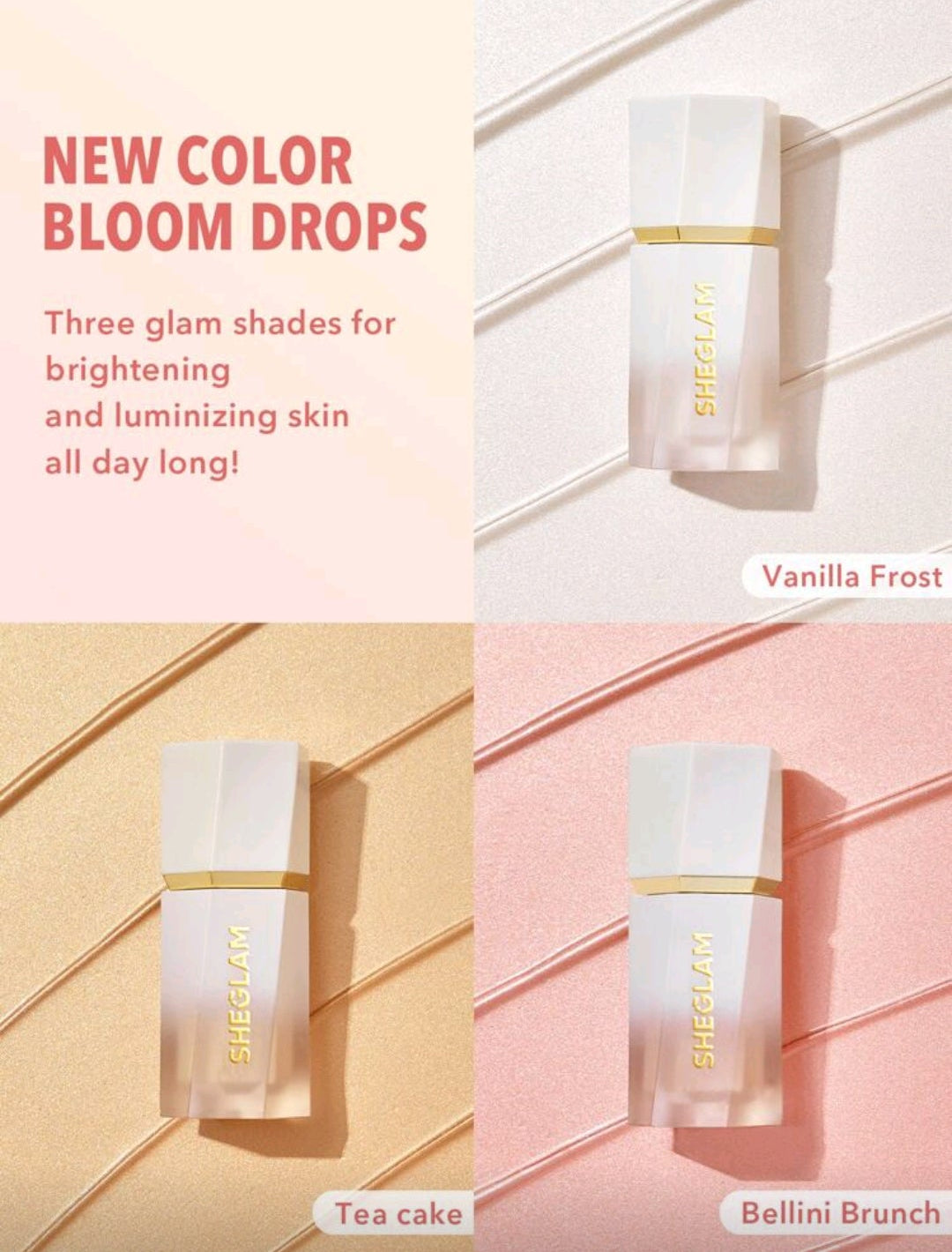SHEGLAM Glow Bloom Liquid Highlighter – Dewy Gel-Cream Glow (2 Shades)