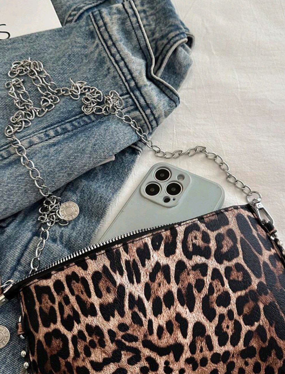 Rectangular PU Leather Phone Crossbody Bag with Chain Strap for Women