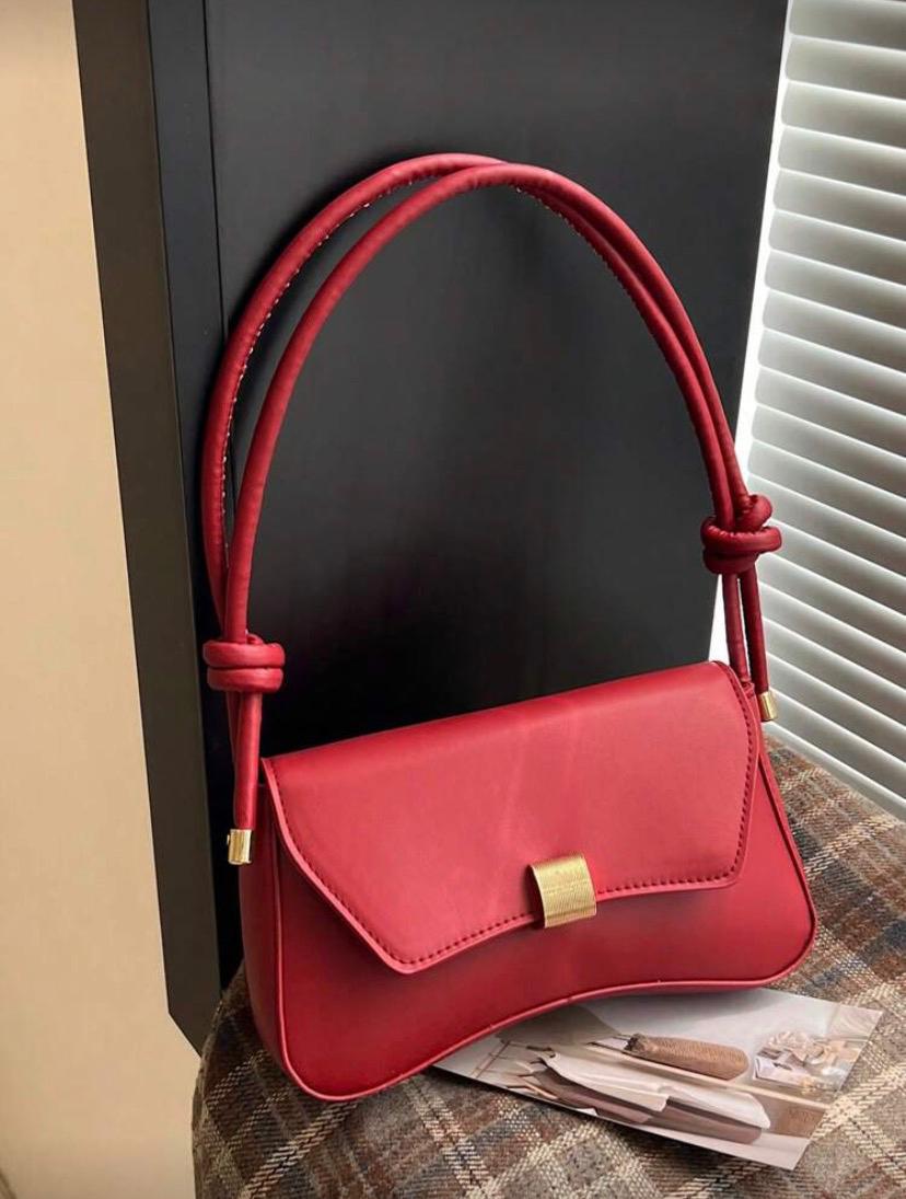 Vintage Lightweight Business Casual Flap Bag – White & Burgundy
