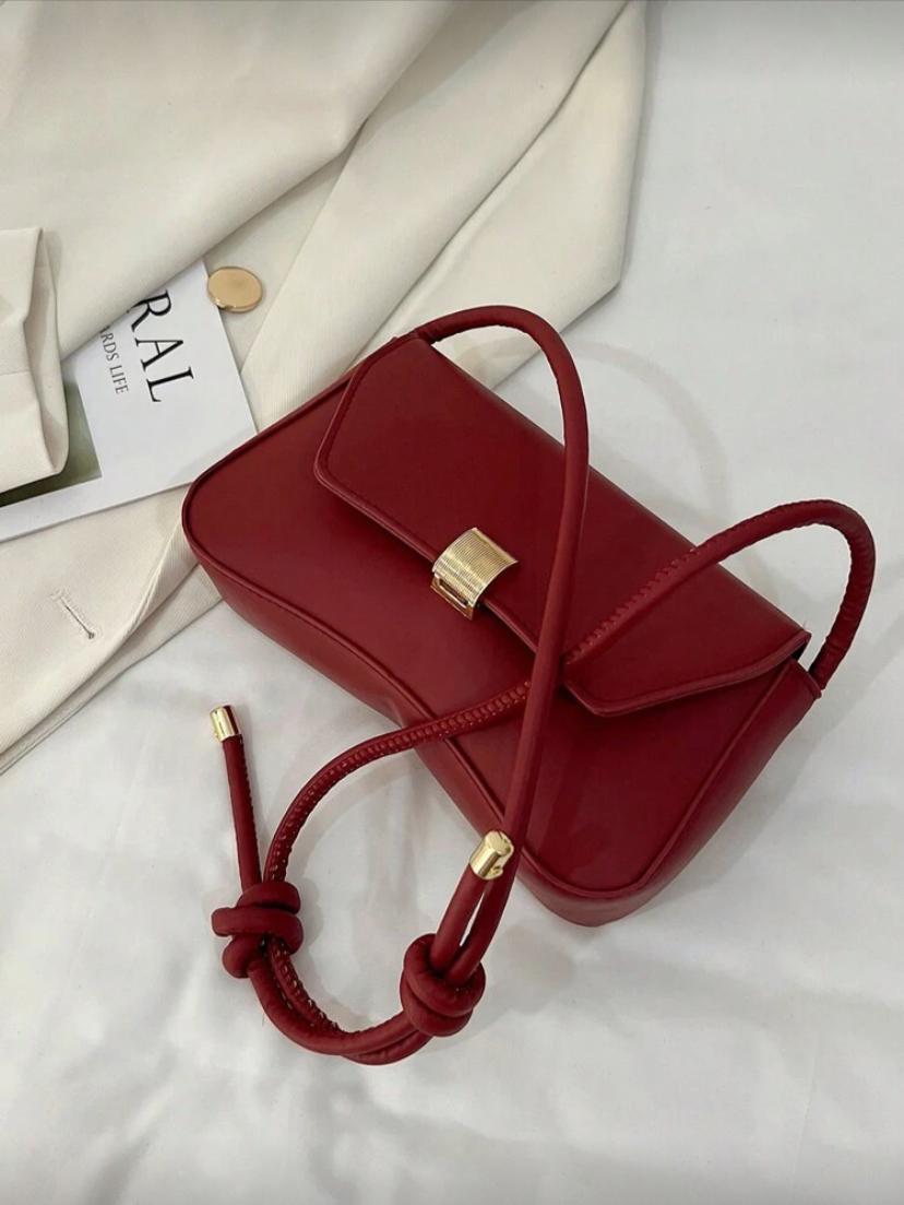 Vintage Lightweight Business Casual Flap Bag – White & Burgundy