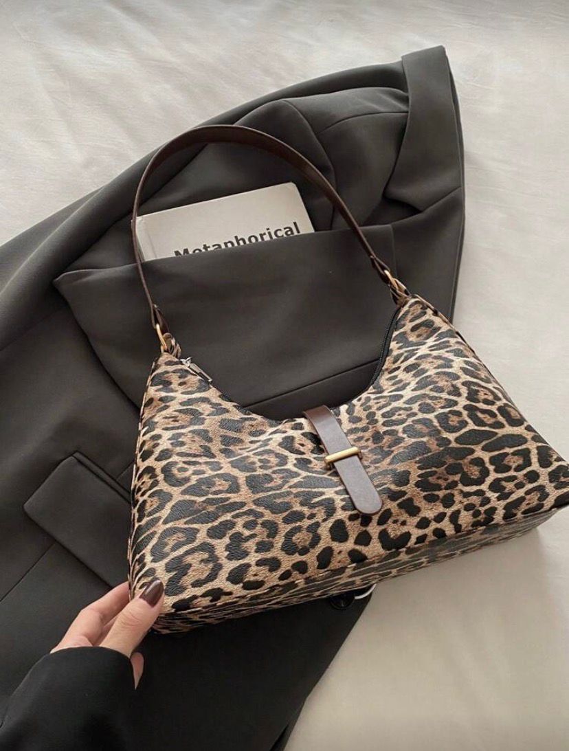 Leopard Print Shoulder Bag – Handheld & Underarm Chic PU Purse