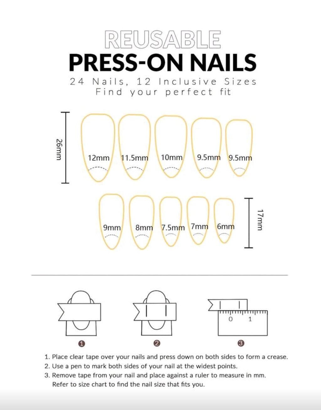 24PCS Short Almond Gold Tip Press-On Nails – 3D Gold Foil Wave Design