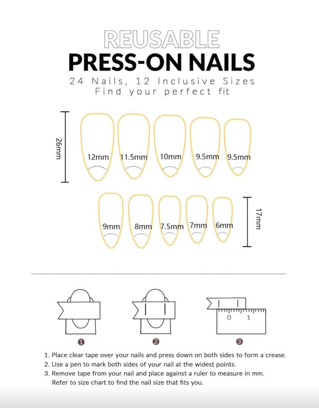 24PCS Short Almond Gold Tip Press-On Nails – 3D Gold Foil Wave Design