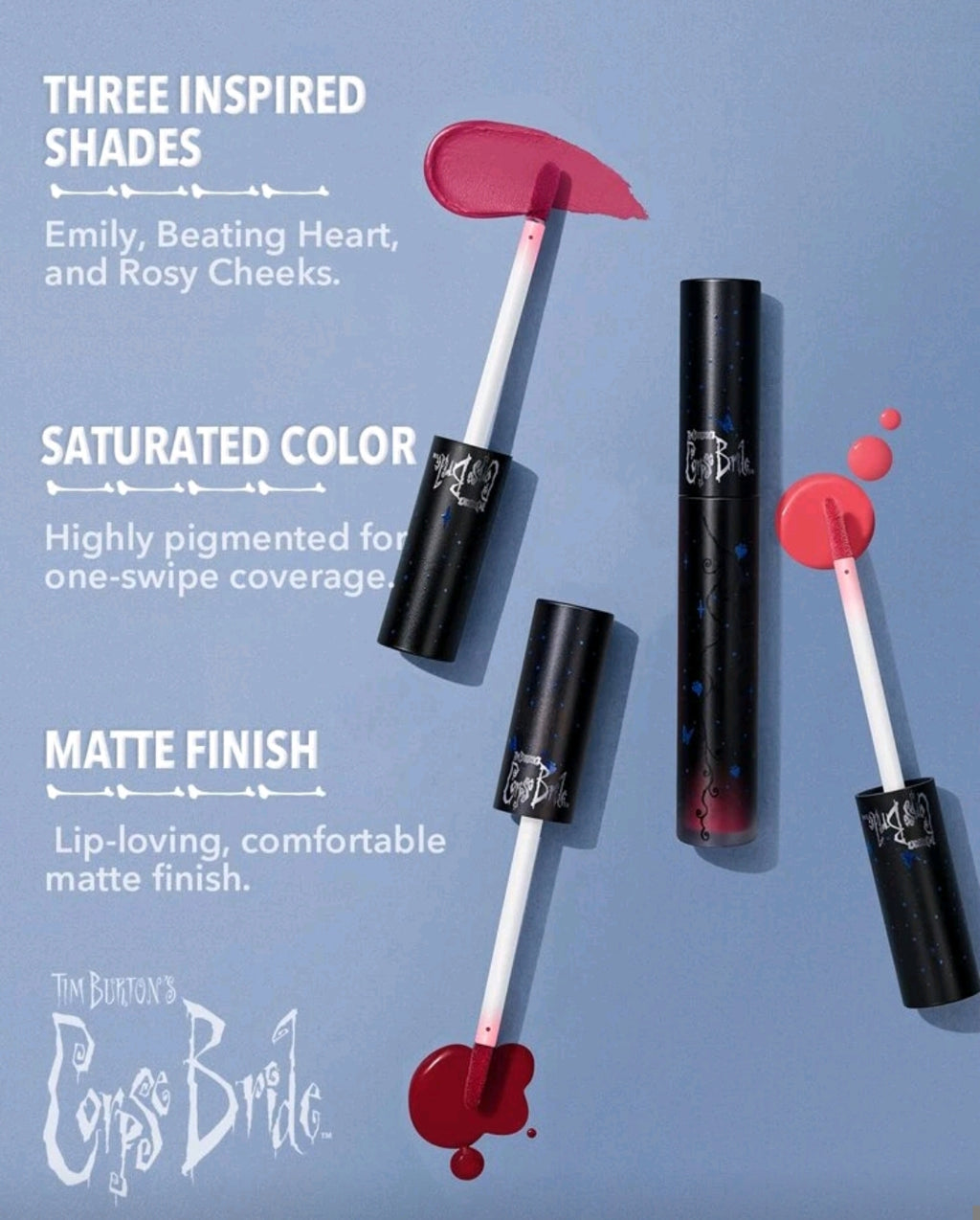 Corpse Bride x SHEGLAM Everlasting Love Liquid Lipstick – Emily Orange Matte Gothic Lipstick, Long-Lasting Smudge-Proof Lip Makeup for Women