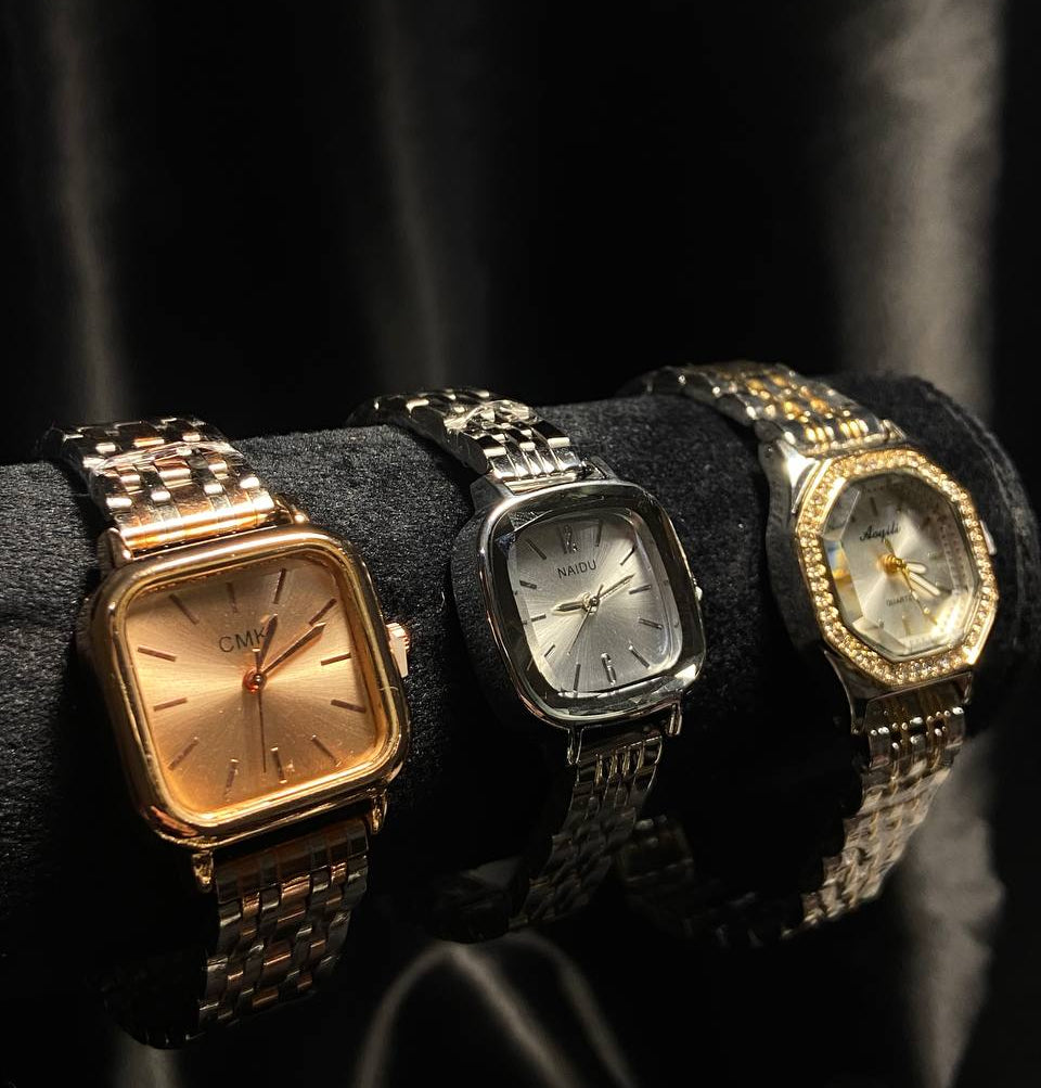 Two-Tone Polygonal Quartz Watch for Women – Elegant & Exquisite Design
