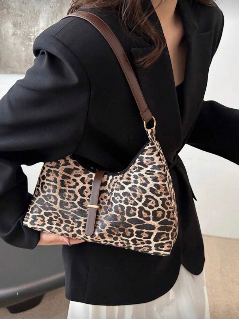 Leopard Print Shoulder Bag – Handheld & Underarm Chic PU Purse