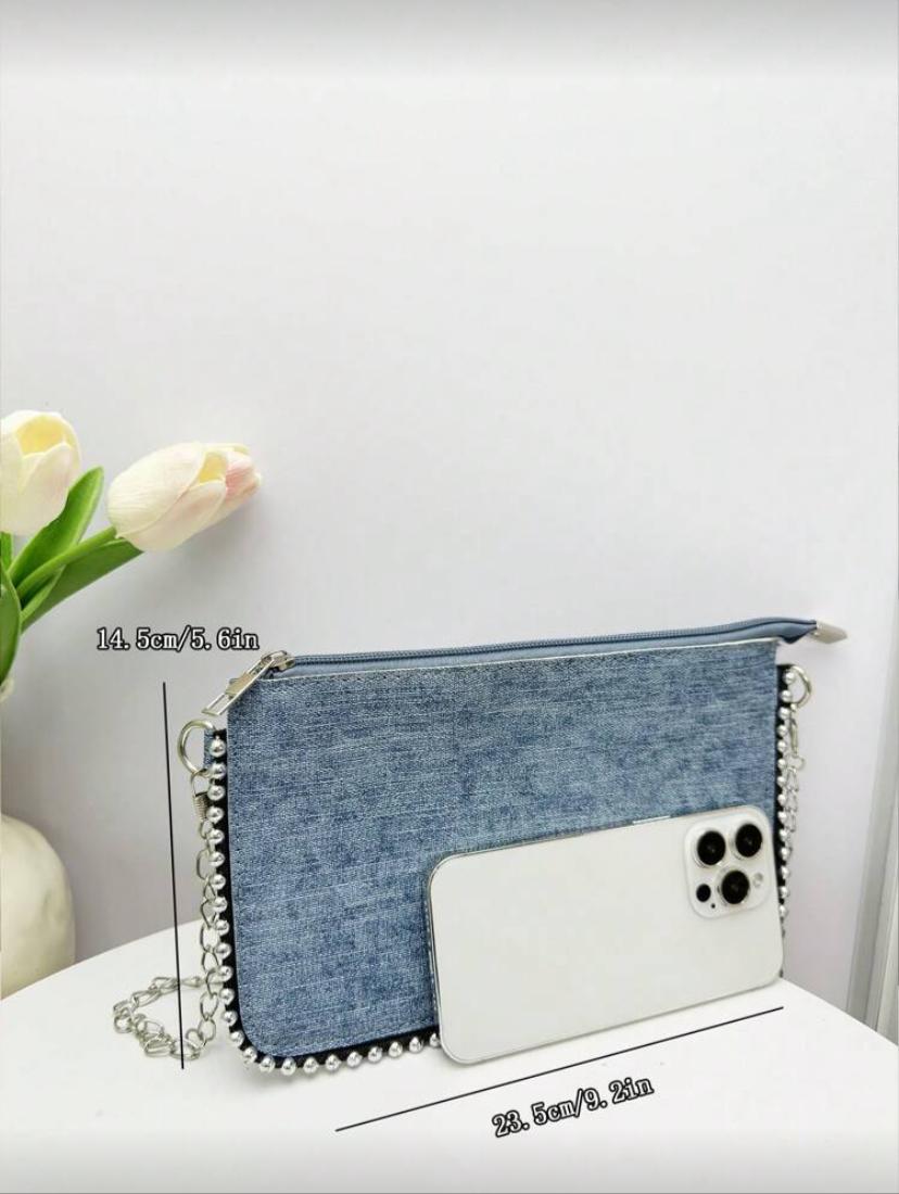 Rectangular PU Leather Phone Crossbody Bag with Chain Strap for Women