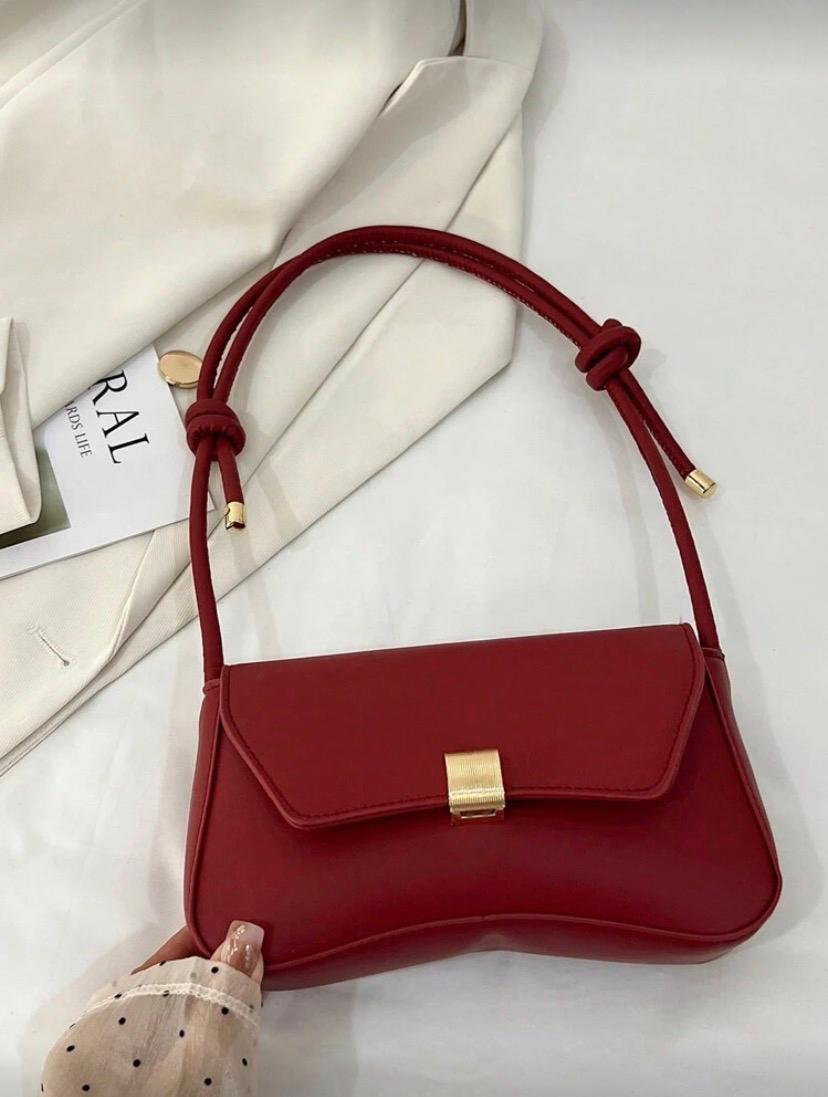 Vintage Lightweight Business Casual Flap Bag – White & Burgundy