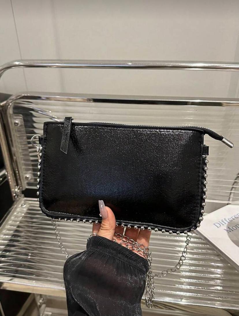 Rectangular PU Leather Phone Crossbody Bag with Chain Strap for Women