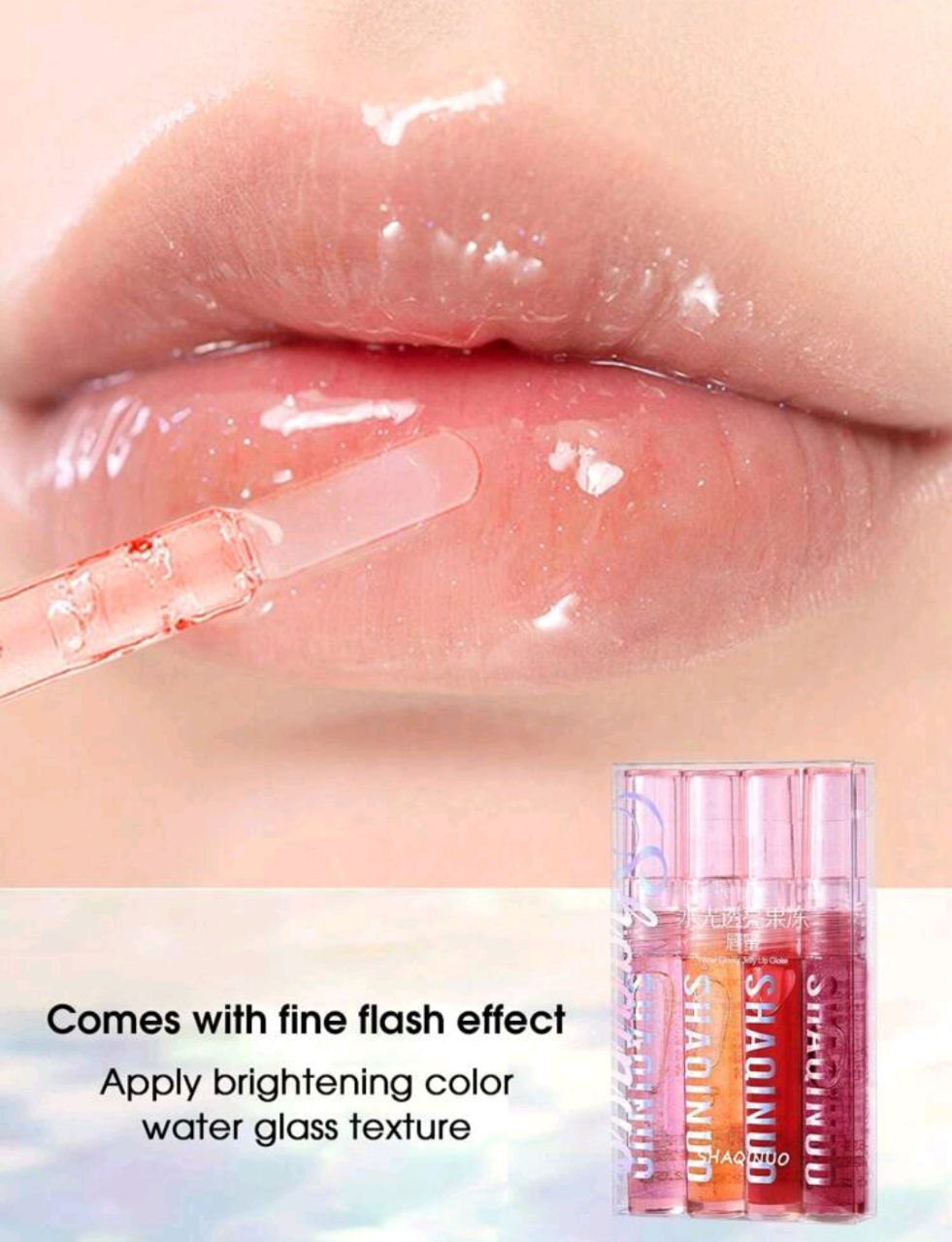 4pcs Glass Shine Lip Set – Hydrating Plumping Lip Gloss & Juicy Lip Oil