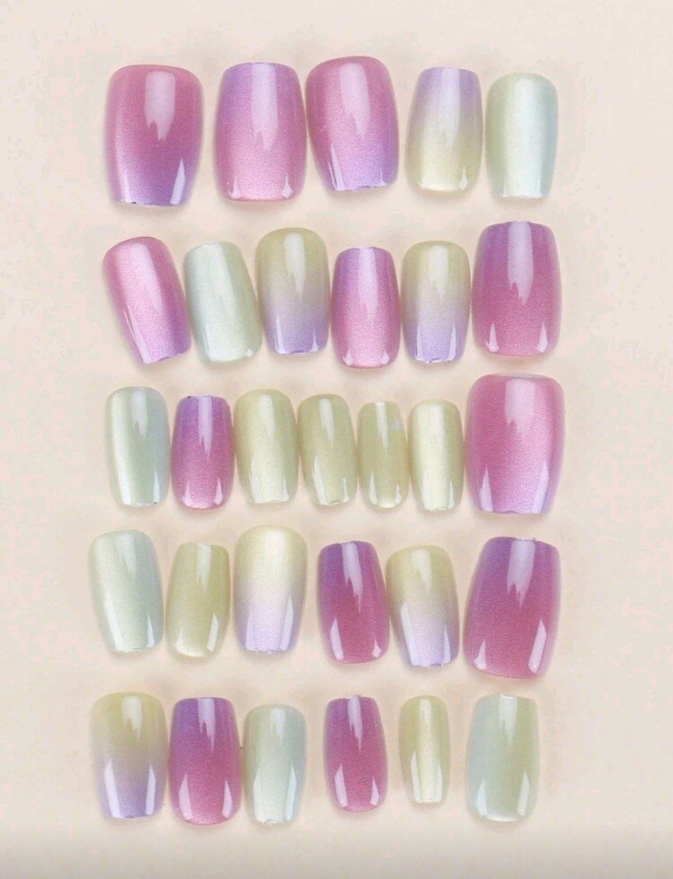 30pcs Square Colorful Nails - Sexy & Sweet Style
