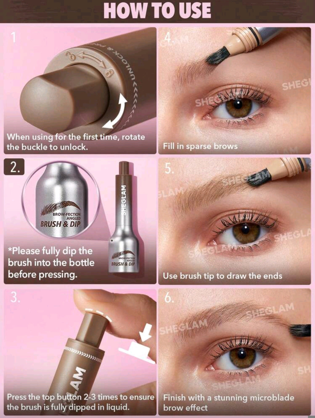 SHEGLAM Brow-Fection Angled Brush & Dip – Truffle