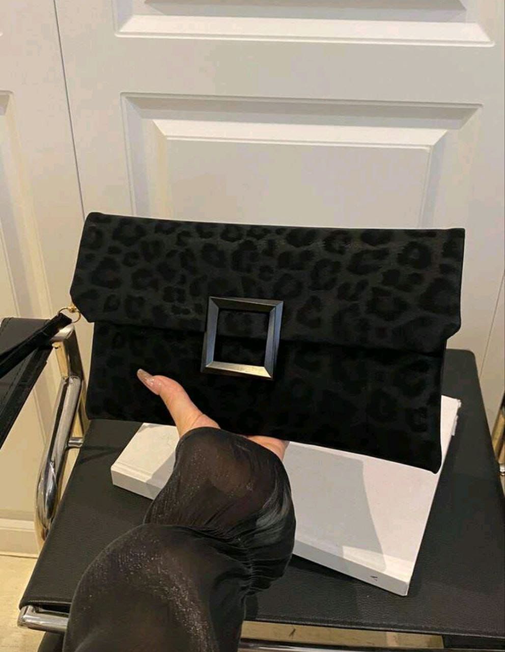 New Luxury Niche Black Leopard Print Clutch Bag