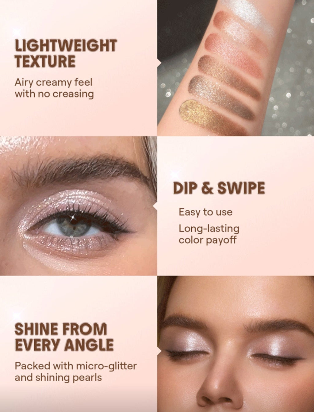 SHEGLAM Starstruck Cream Eyeshadow Pot – Long-Wear Shimmer Cream Shadow ( Veiled | Nova | Charm | Celeste )