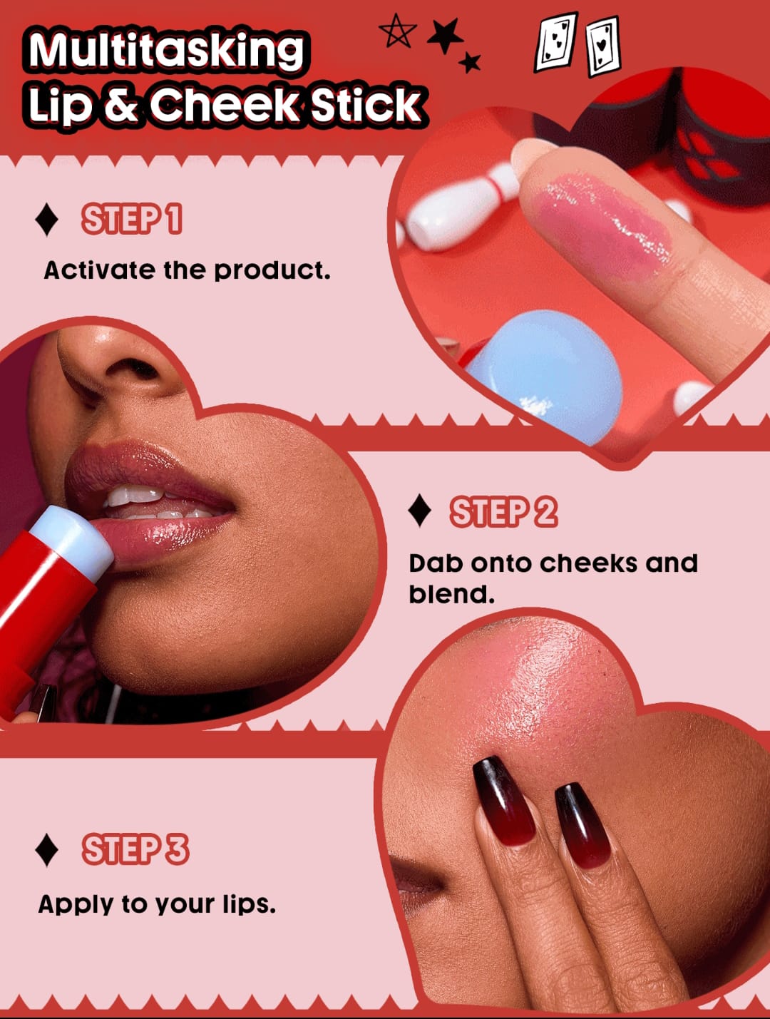 Harley Quinn x SHEGLAM Mischief Mallet Blush Stick – Color Changing Cream Blush, Natural Pigment, Long-Lasting Blendable Makeup for Women