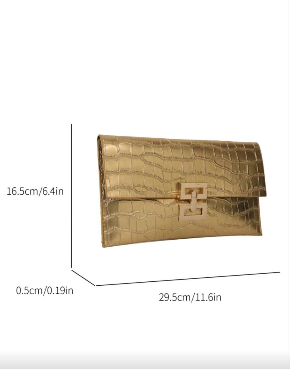 New Design Mini Envelope Bag – Crocodile Pattern Vintage Clutch ( Black, Burgundy & Gold )