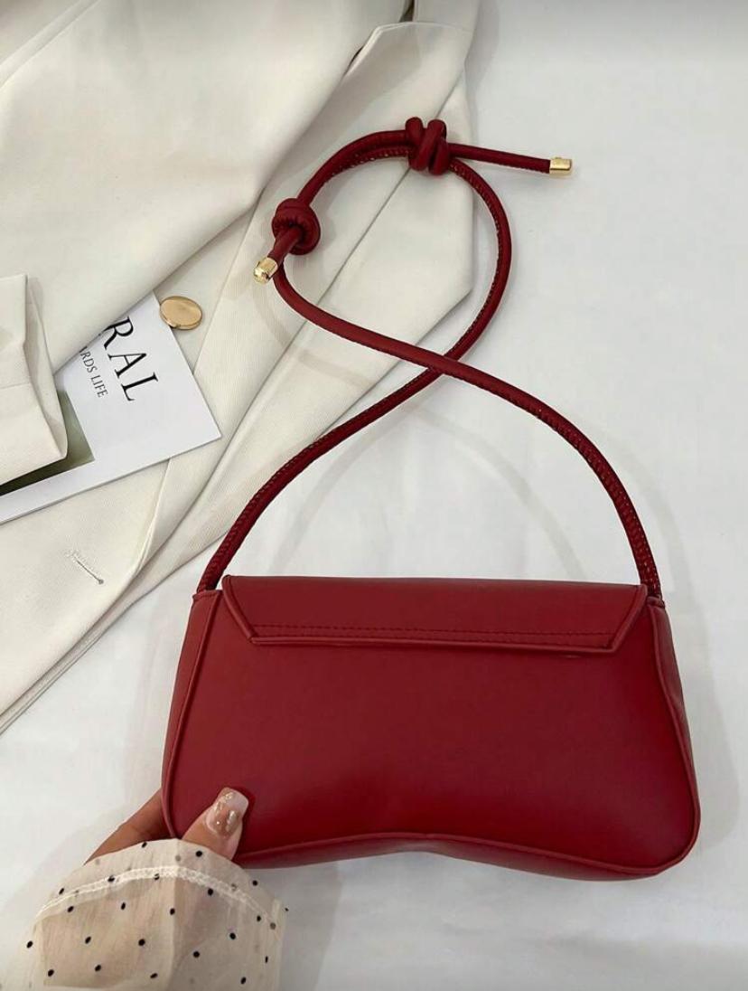 Vintage Lightweight Business Casual Flap Bag – White & Burgundy