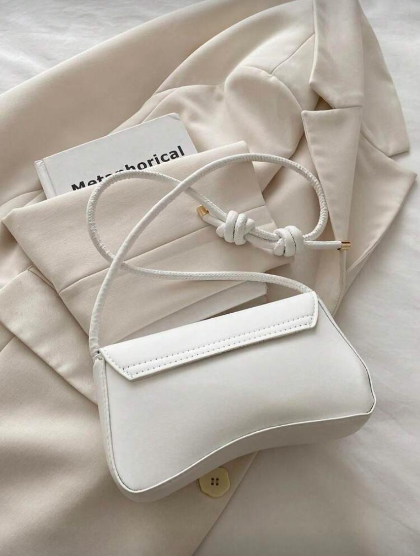 Vintage Lightweight Business Casual Flap Bag – White & Burgundy