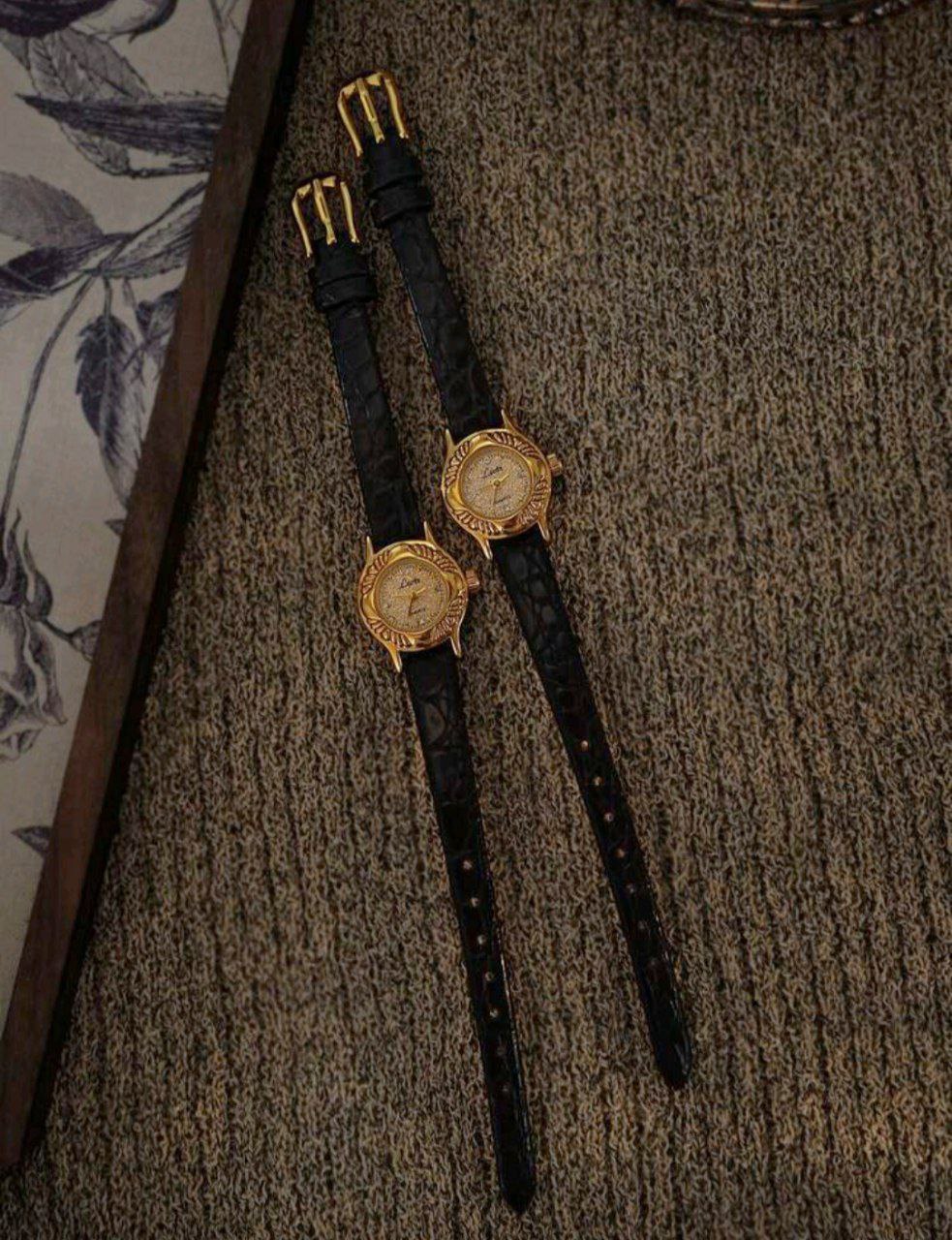 Vintage French Engraved Gold-Tone Small Dial Women’s Quartz Watch