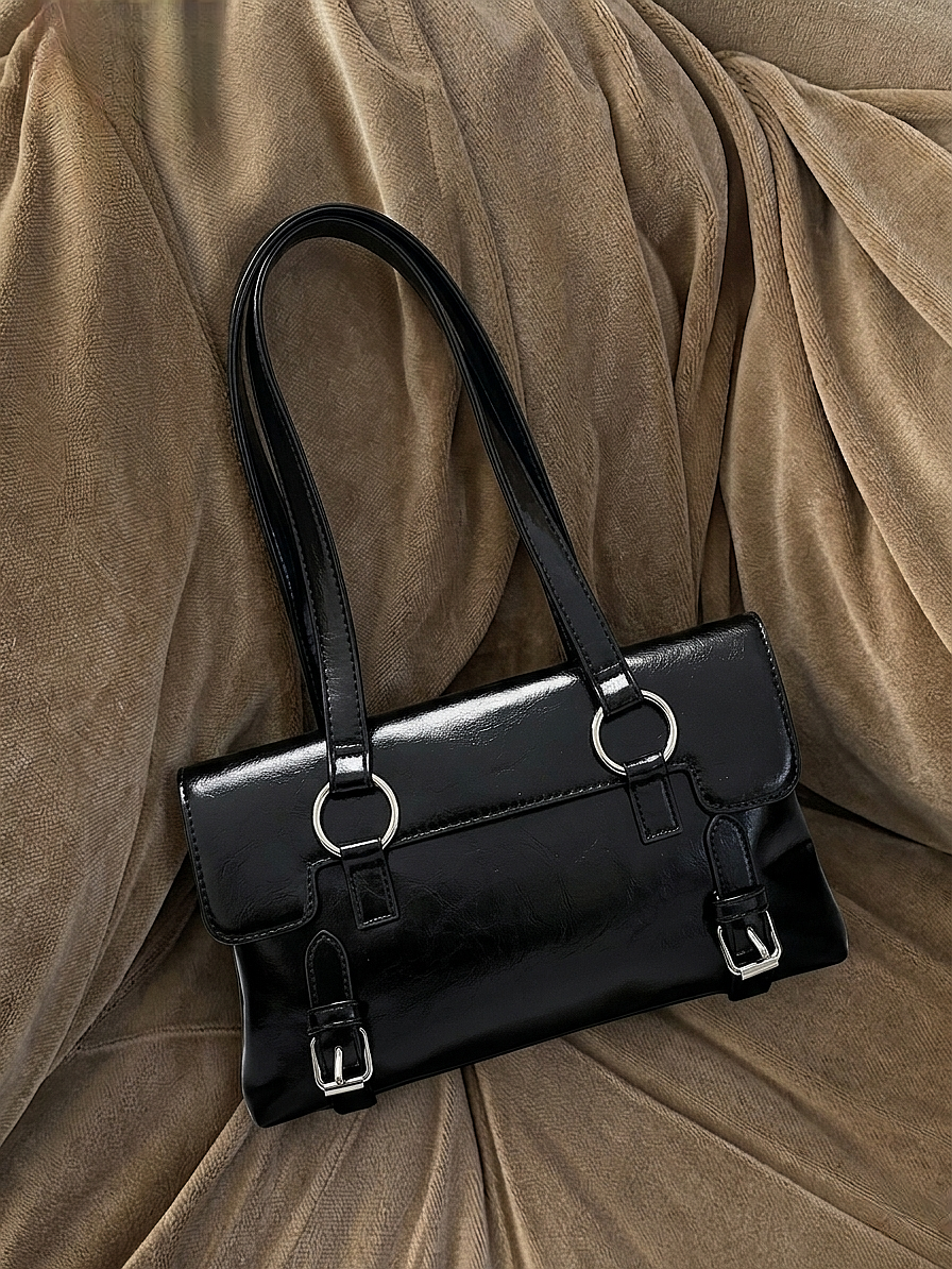 Premium Black PU Leather Shoulder Bag for Women