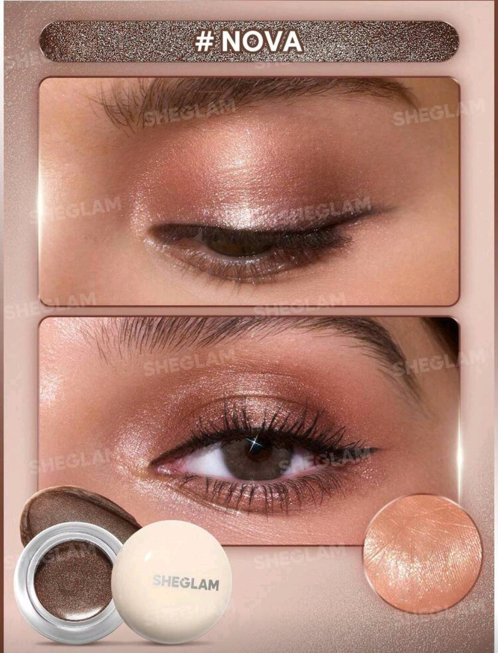 SHEGLAM Starstruck Cream Eyeshadow Pot – Long-Wear Shimmer Cream Shadow ( Veiled | Nova | Charm | Celeste )