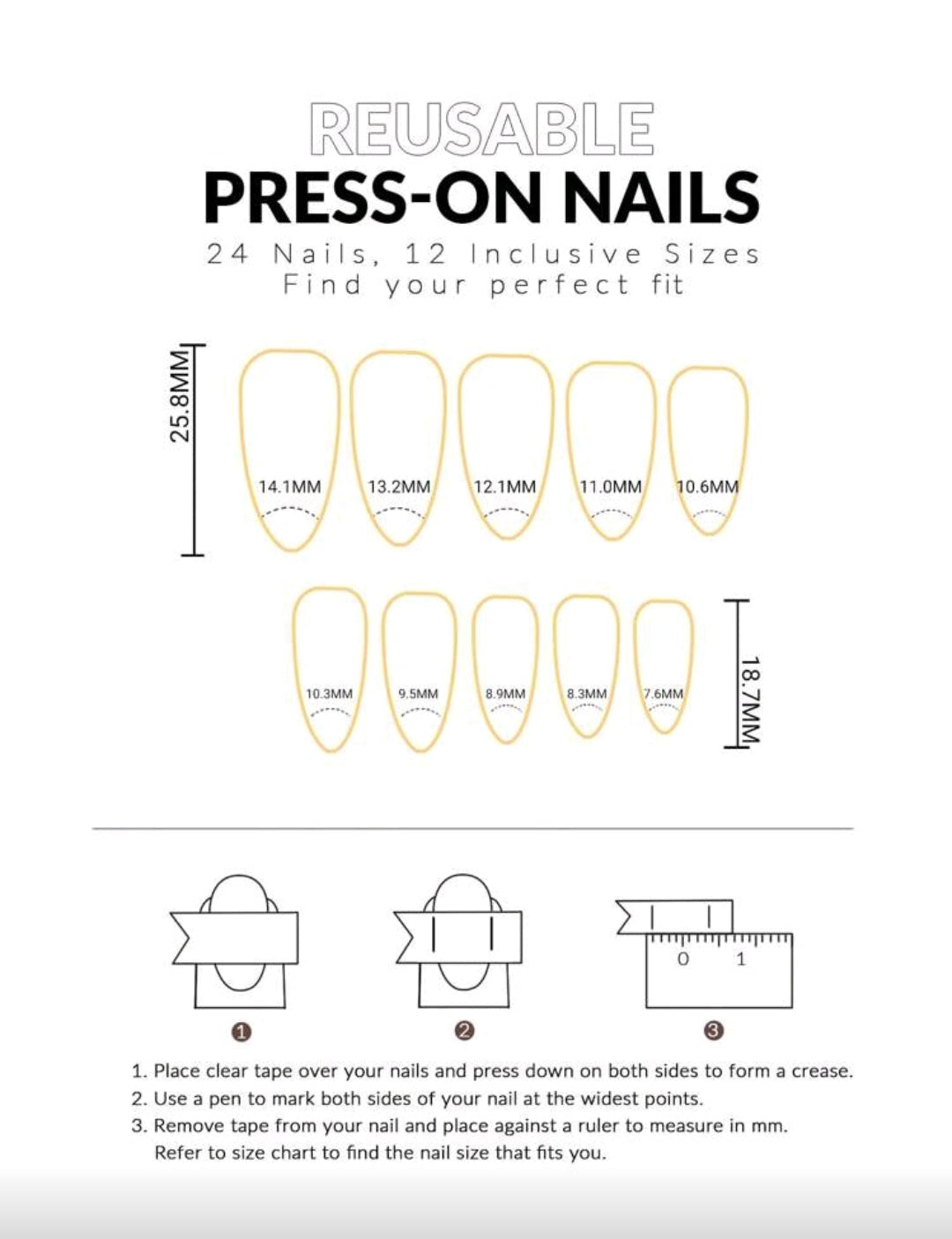24PCS Long Almond Ombre Glitter Press-On Nails – Silver / Gold
