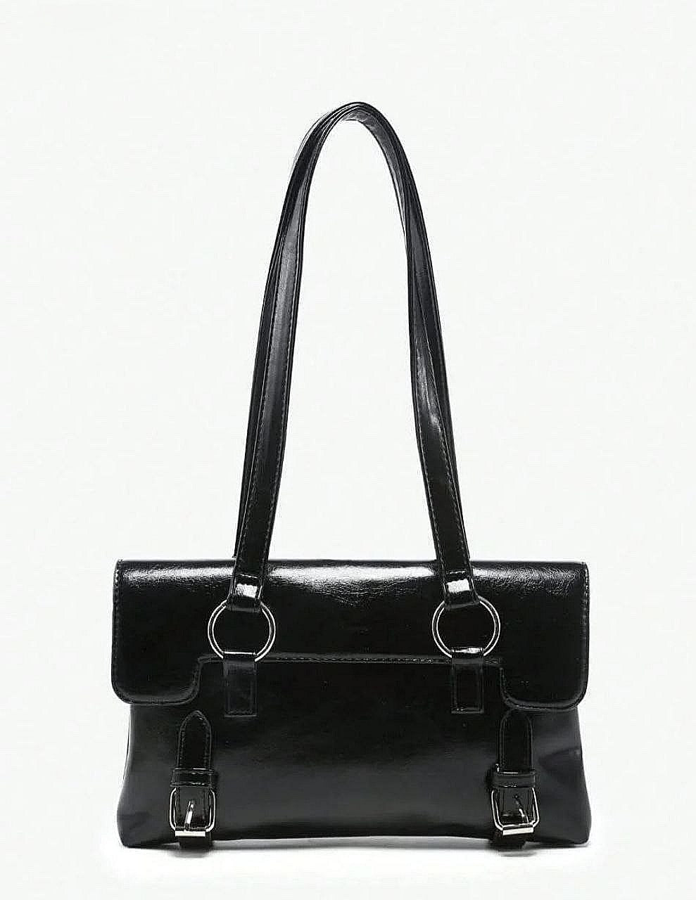 Premium Black PU Leather Shoulder Bag for Women
