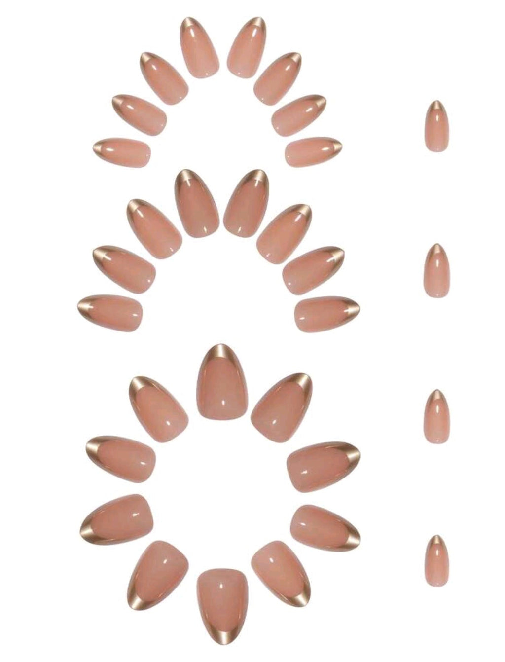 20PCS Aurora Gold French Almond Press-On Nails