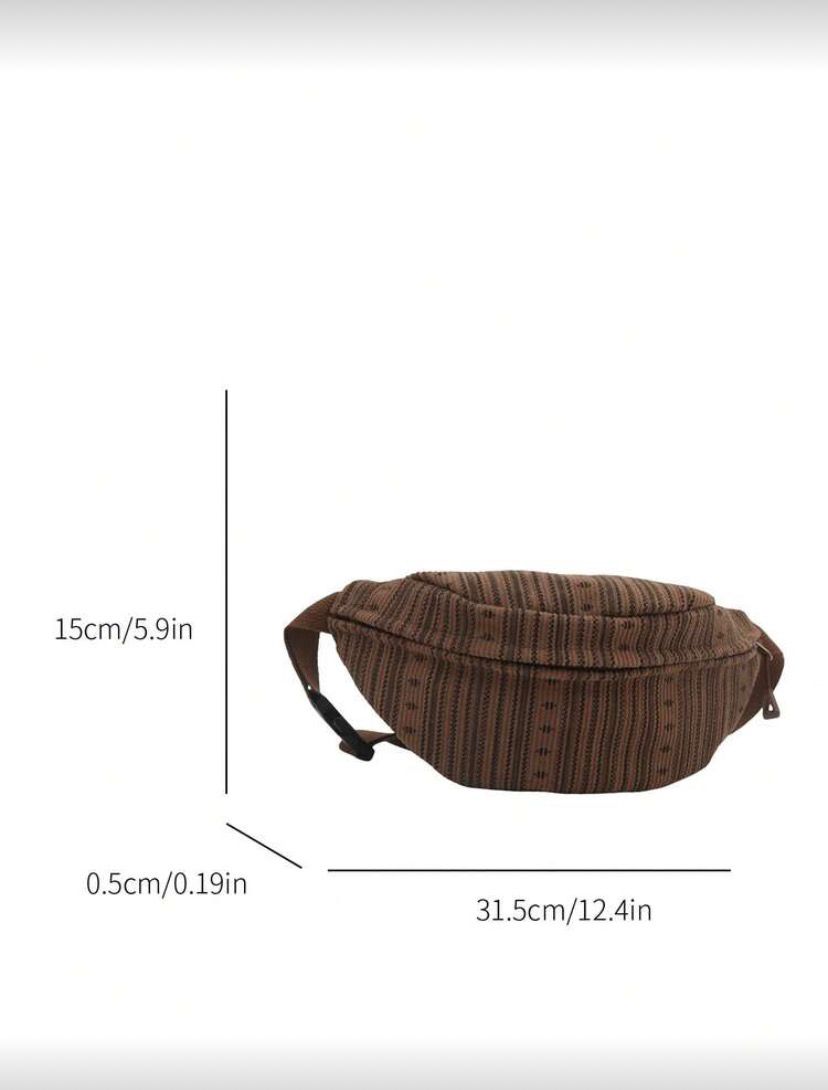 Fashionable Striped Korean Shoulder & Crossbody Bag – Brown