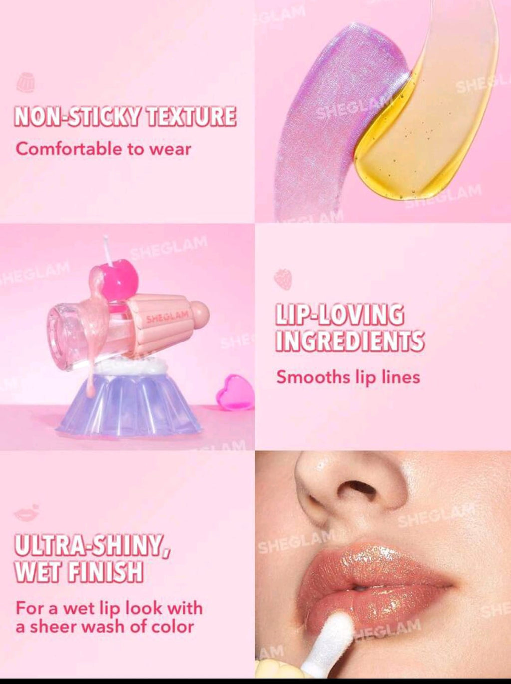 SHEGLAM Jelly Wow Hydrating Lip Oil – Pinkies Up & Grapefruit Glow High-Shine Moisturizing Lip Gloss