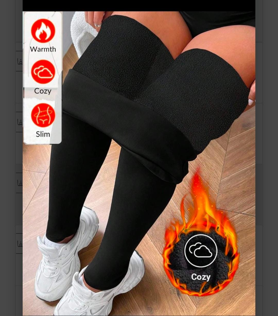 Women’s Black Padded Fur Winter Leggings – Warm & Cozy Thermal Pants