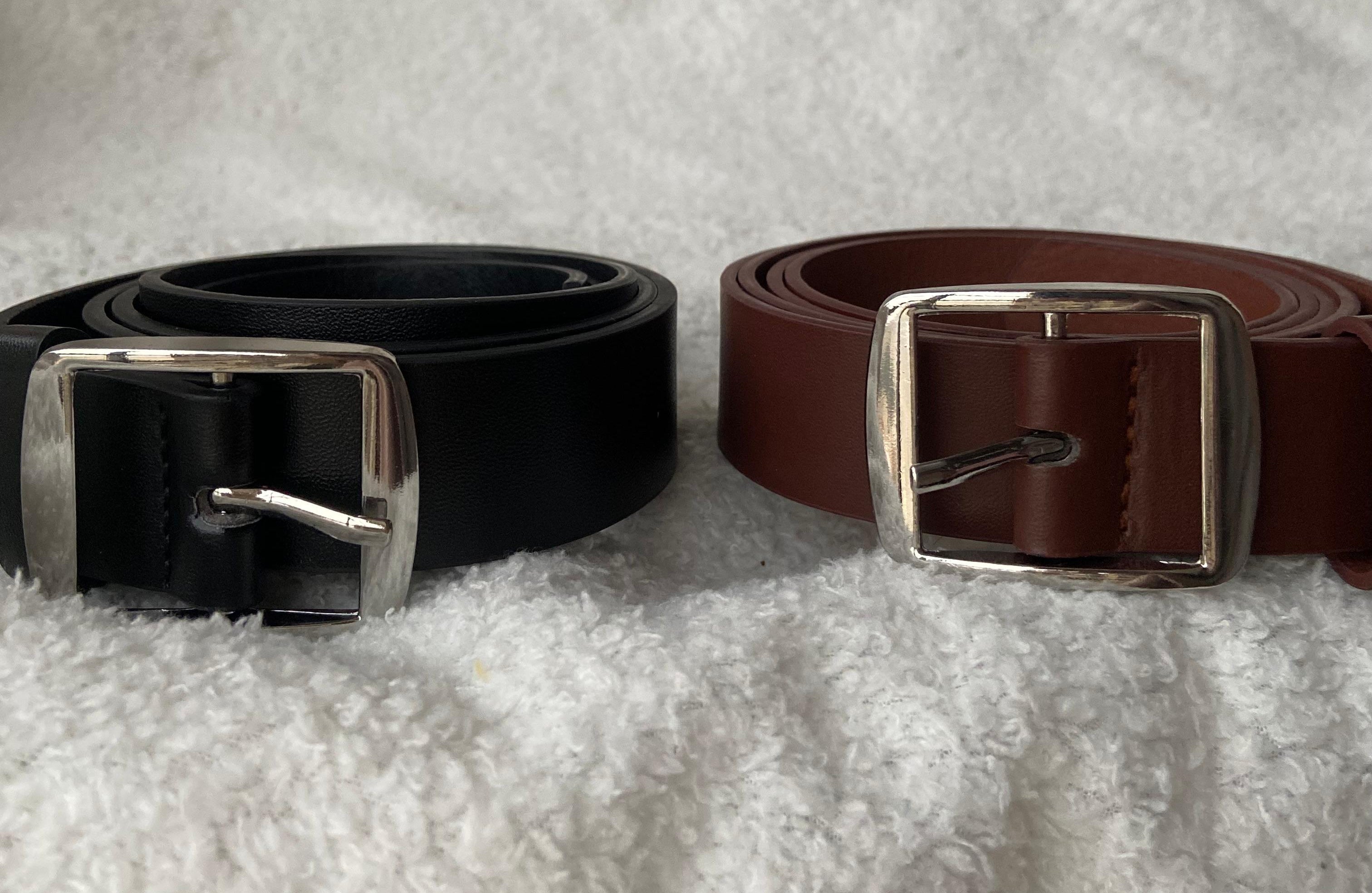 Women’s Leather Belt – Square Silver Buckle (Black & Brown)