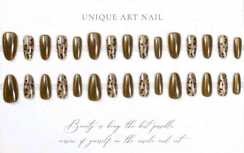 30pcs Almond/Leopard Brown Nails - Sexy & Sweet Style