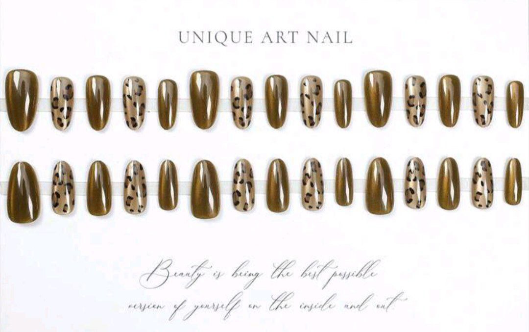 30pcs Almond/Leopard Brown Nails - Sexy & Sweet Style