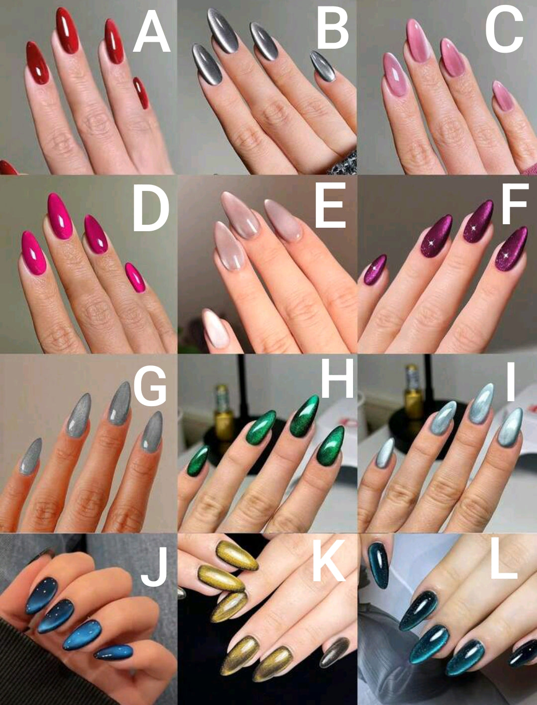 24PCS Y2K Long Almond Cat Eye Press-On Nails Set – Glossy Crystal Design