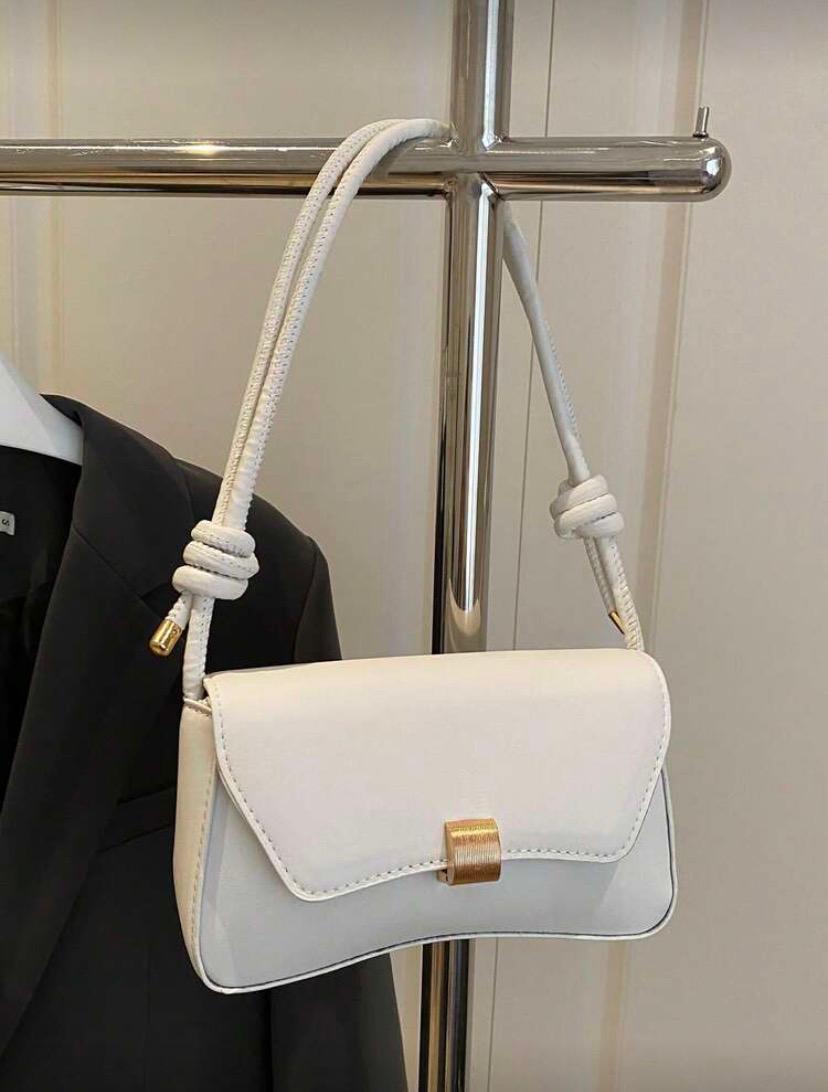 Vintage Lightweight Business Casual Flap Bag – White & Burgundy
