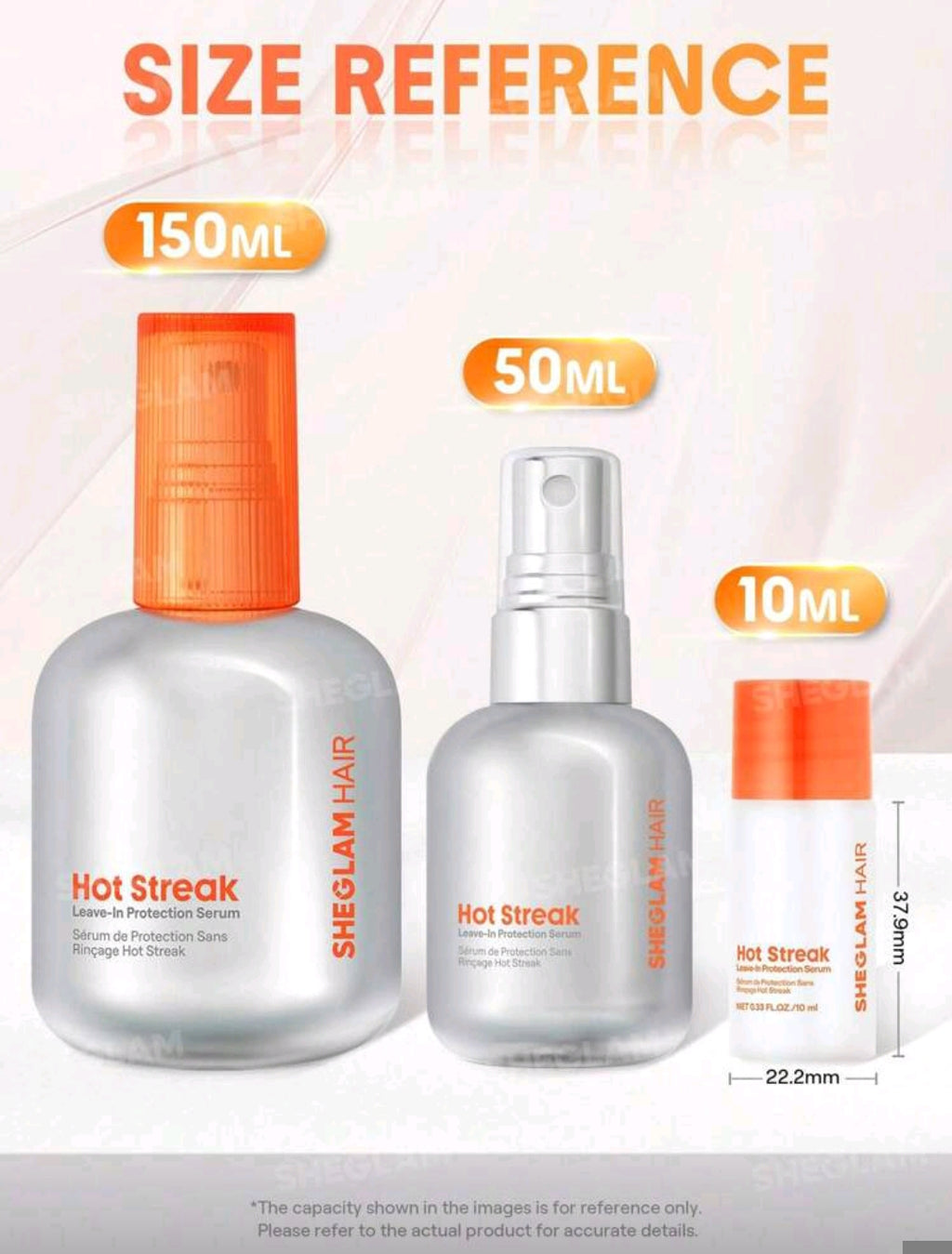 Sheglam Hair Hot Streak products with size reference on a white background