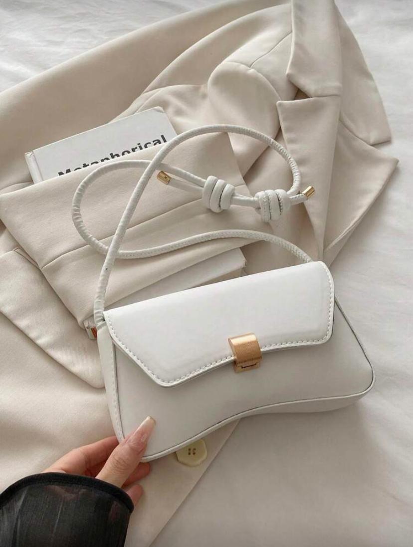 Vintage Lightweight Business Casual Flap Bag – White & Burgundy
