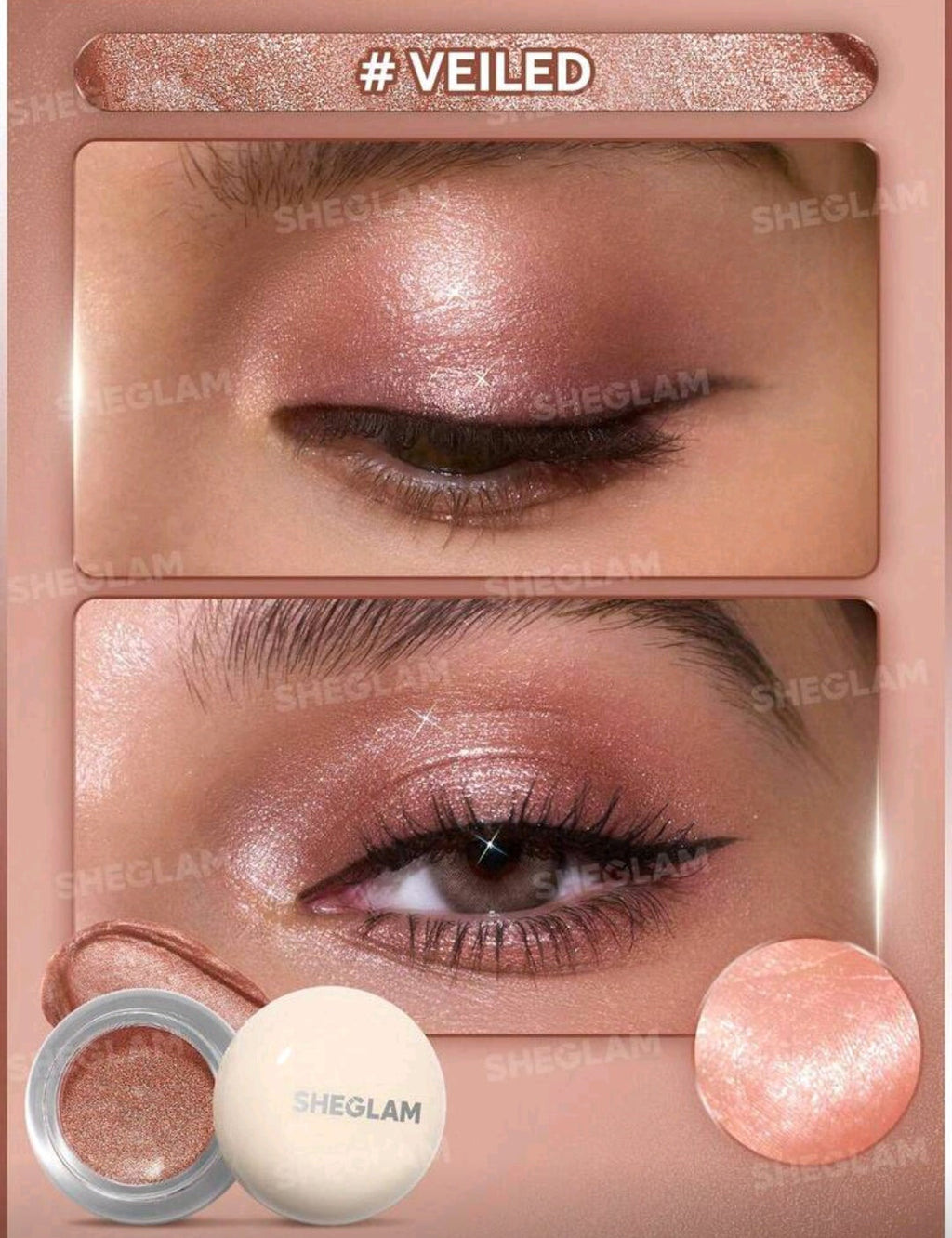 SHEGLAM Starstruck Cream Eyeshadow Pot – Long-Wear Shimmer Cream Shadow ( Veiled | Nova | Charm | Celeste )