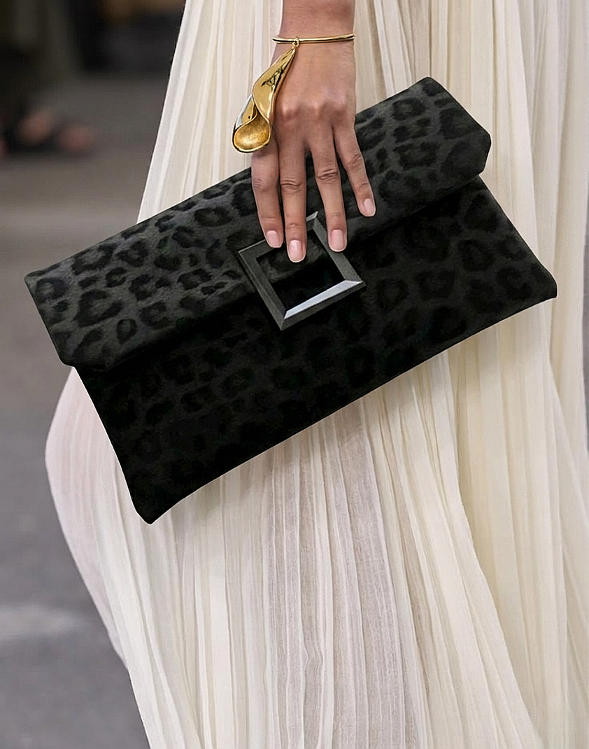 New Luxury Niche Black Leopard Print Clutch Bag